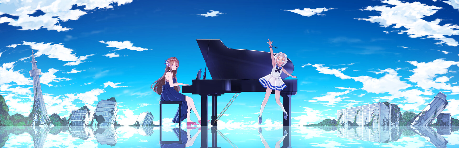 水没廃墟のピアノドロイド