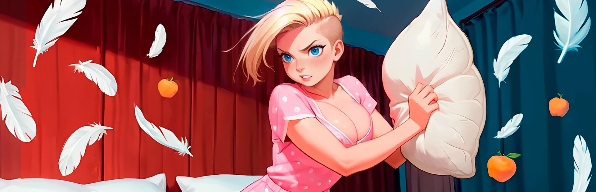 Peachy Pillow Fight : Cat